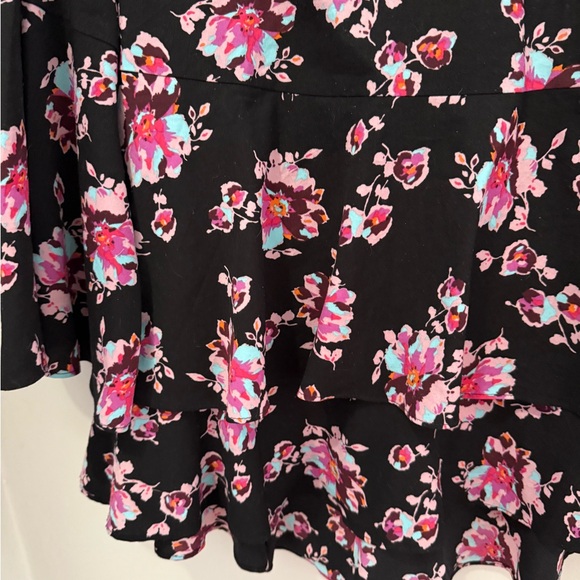 Lane Bryant Black and Pink Floral Blouse - Picture 3 of 4